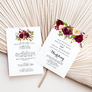 rustic blush burgundy floral front & back wedding invitation