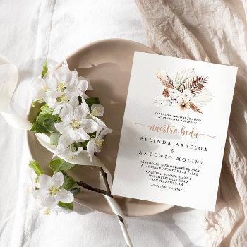 rustic boho elegant floral nuestra boda wedding invitation