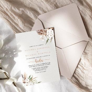 rustic boho elegant floral spanish wedding  invitation