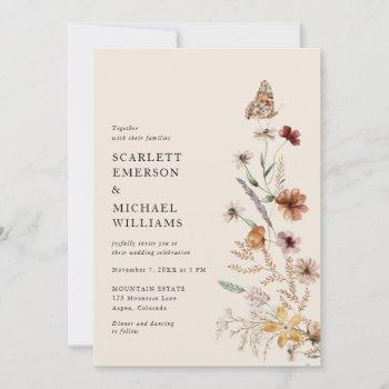rustic boho floral wedding invitations