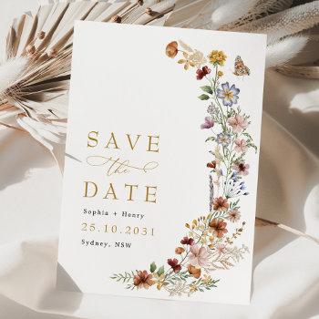 rustic boho garden flowers wedding save the date invitation