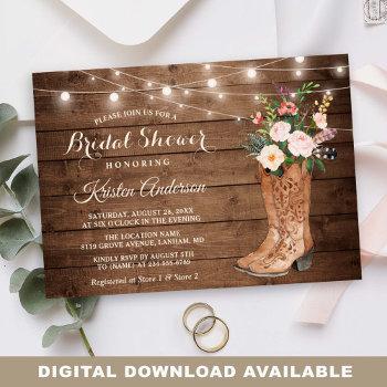 Small Rustic Boots Floral String Lights Baby Shower Front View