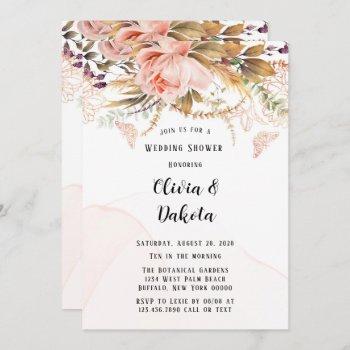 rustic botanical peony butterfly wedding shower invitation
