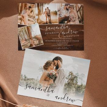 Small Rustic Brown Wood Winter Script 5 Photos Wedding Front View
