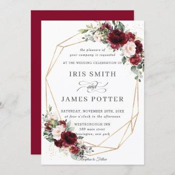 Small Rustic Burgundy Blush Floral Wedding Geometric Front View