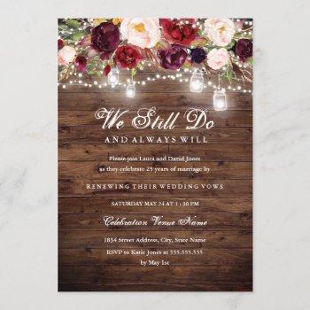 Small Rustic Burgundy Floral Lights Vow Renewal Front View