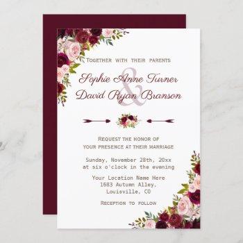 Small Rustic Burgundy Marsala Floral Wedding Front View