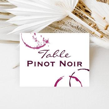 Small Rustic Burgundy Wine Stain Wedding Table Name Front View