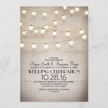 Small Rustic Burlap Lace And String Lights Wedding Front View