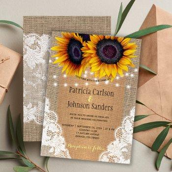 Small Rustic Burlap Sunflowers Lights And Lace Wedding Front View