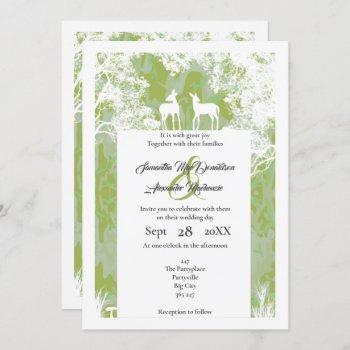 rustic  camo faux paper cut wedding invitation