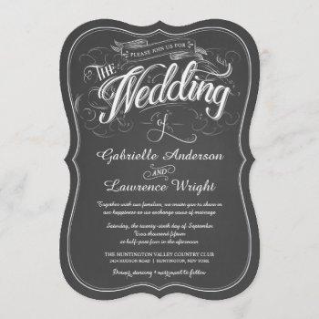 rustic chalkboard script art wedding invitations