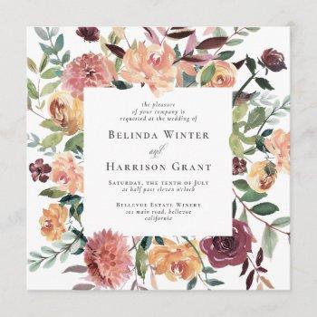 Small Rustic Charm Sq Burgundy Blush Pink Floral Wedding Front View
