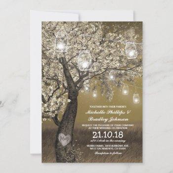 Small Rustic Cherry Tree & String Lights Wedding Front View