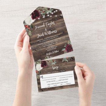 rustic christmas winter wood string lights wedding all in one invitation