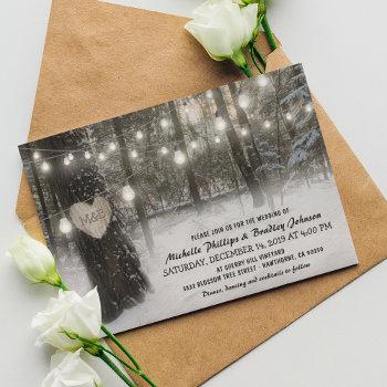 rustic christmas winter woodland wedding invitation