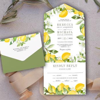 rustic citrus lemon orchard wedding all in one invitation