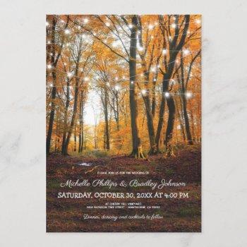 rustic country autumn fall woodland wedding invitation