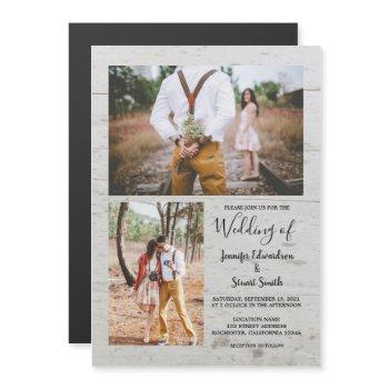 Small Rustic Country Barn Wood Photo Collage Wedding Magnetic Front View