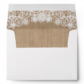 Small Rustic Country Burlap And Lace Lined Envelope Front View