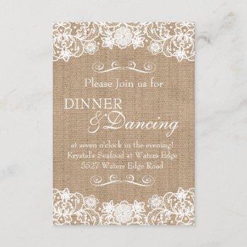 rustic country burlap lace wedding announcement