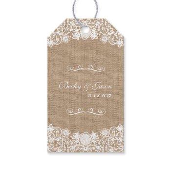 rustic country burlap lace wedding gift tags