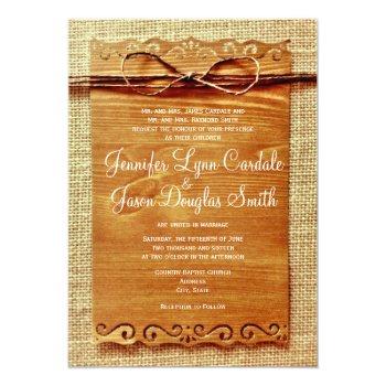 Small Rustic Country Burlap Twine Bow Wedding Front View