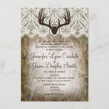 Small Rustic Country Camo Hunting Antlers Wedding Invite Front View