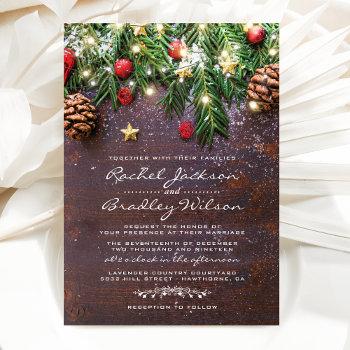 rustic country christmas holiday winter wedding invitation