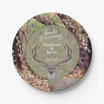 Small Rustic Country Deer Hunter Wedding Paper Plates Front View