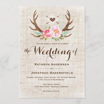 Small Rustic Country Floral Antlers Wedding Front View
