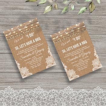 rustic country lace string lights i do bbq invite