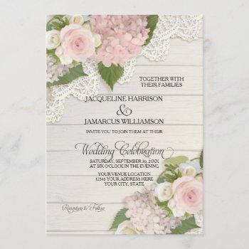 Small Rustic Country Lace Wood N Pink Hydrangeas Wedding Front View