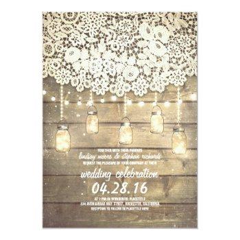 Small Rustic Country Mason Jars Lights Lace Wood Wedding Front View