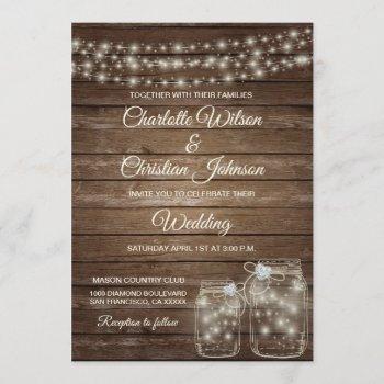 rustic country mason lights wedding invitation