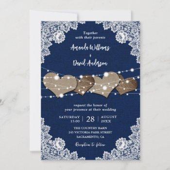 Small Rustic Country Navy Blue Burlap Lace Wedding Front View