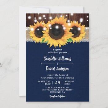 Small Rustic Country Navy Blue Sunflower Barn Wedding Front View