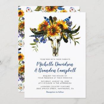 Small Rustic Country Navy Blue Sunflower Boho Wedding Front View