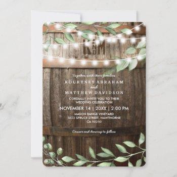 rustic country wedding | greenery string lights invitation