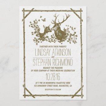 rustic country wedding invites with deer
