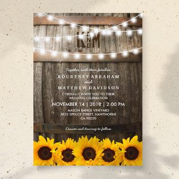 rustic country wedding | sunflower string lights invitation