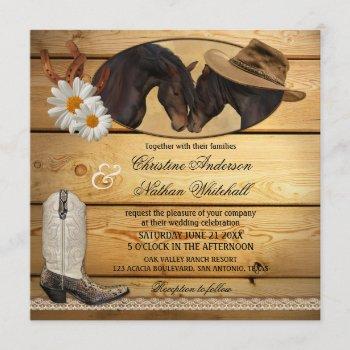 rustic country western horses wedding invitation