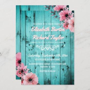 Small Rustic Country Wood Pink Floral Boho Teal Wedding Front View