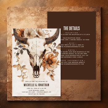 Small Rustic Cow Skull Floral Boho All In One Wedding Front View