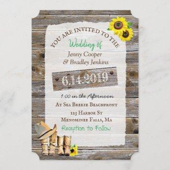 Small Rustic Cowboy Boots And Hat Sunflower Wedding Front View