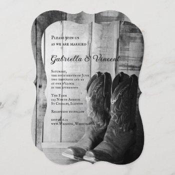 rustic cowboy boots country wedding invitation