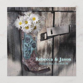 rustic daisy western country cowboy wedding invitation