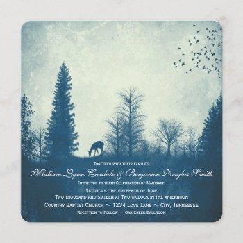 Small Rustic Deer Blue Country Trees Wedding Front View