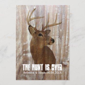 rustic deer the hunt is over wedding invitation