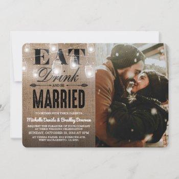 Small Rustic Eat Drink And Be Married Photo Wedding Front View